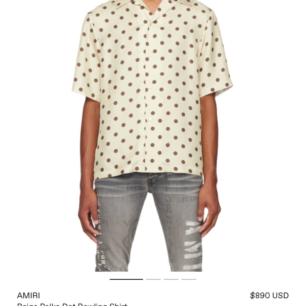 AMIRI Beige Polka Dot Bowling Shirt *Brand New*